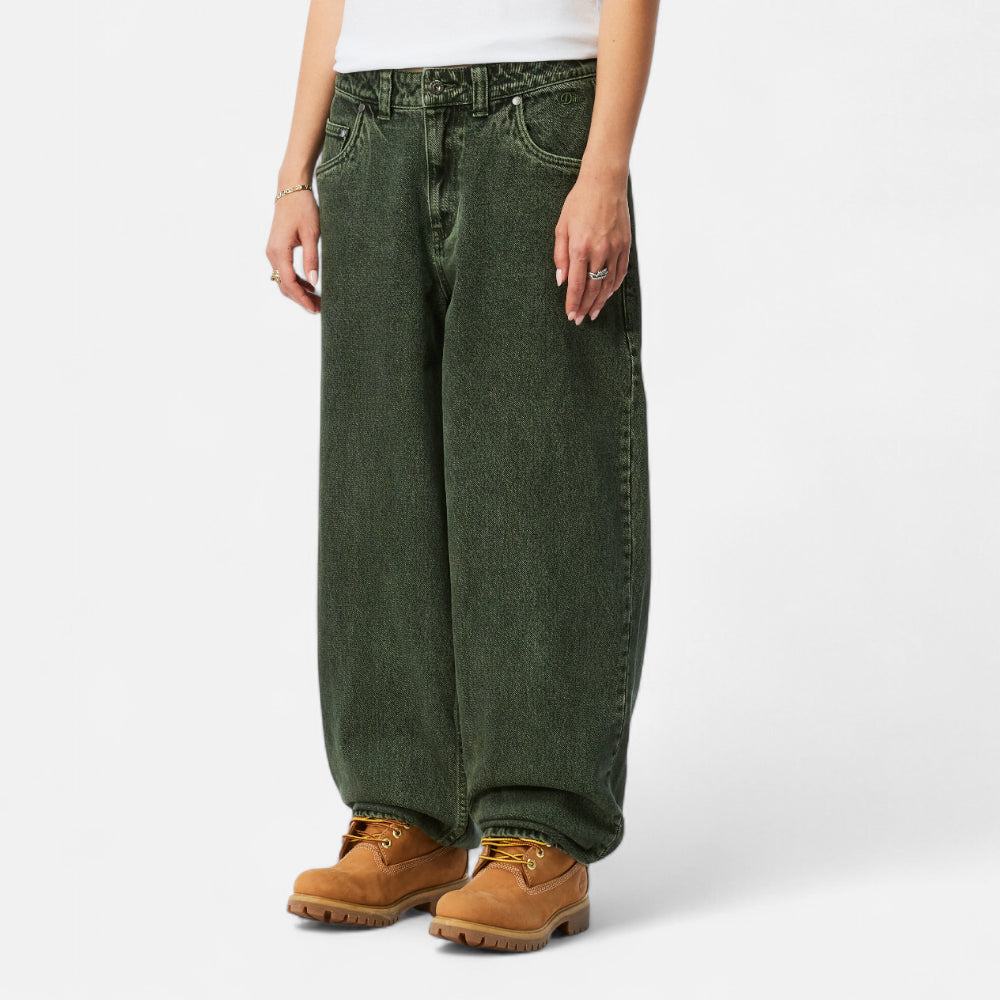 Baggy Denim Pants Overdyed Green