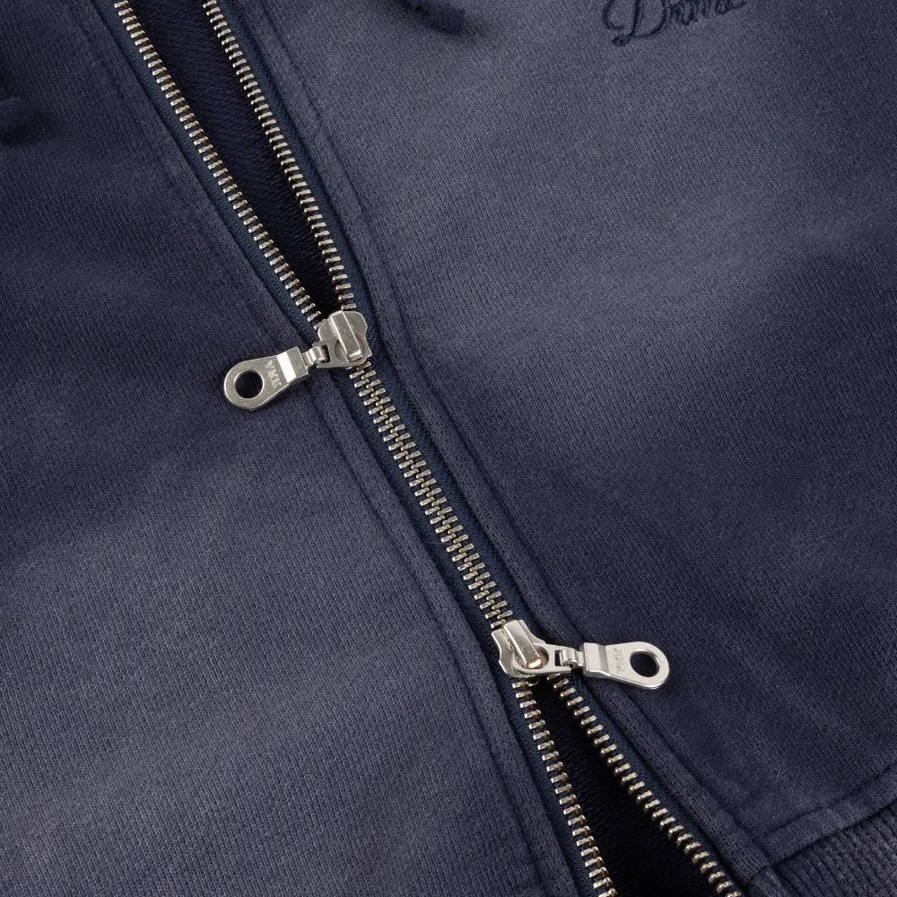 Cropped Zip Hoodie Navy Washed
