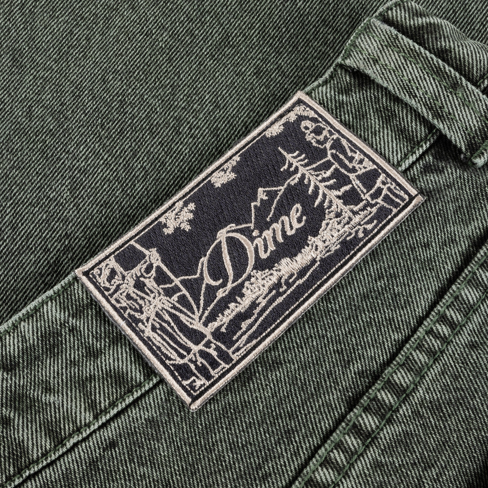 Baggy Denim Pants Overdyed Green