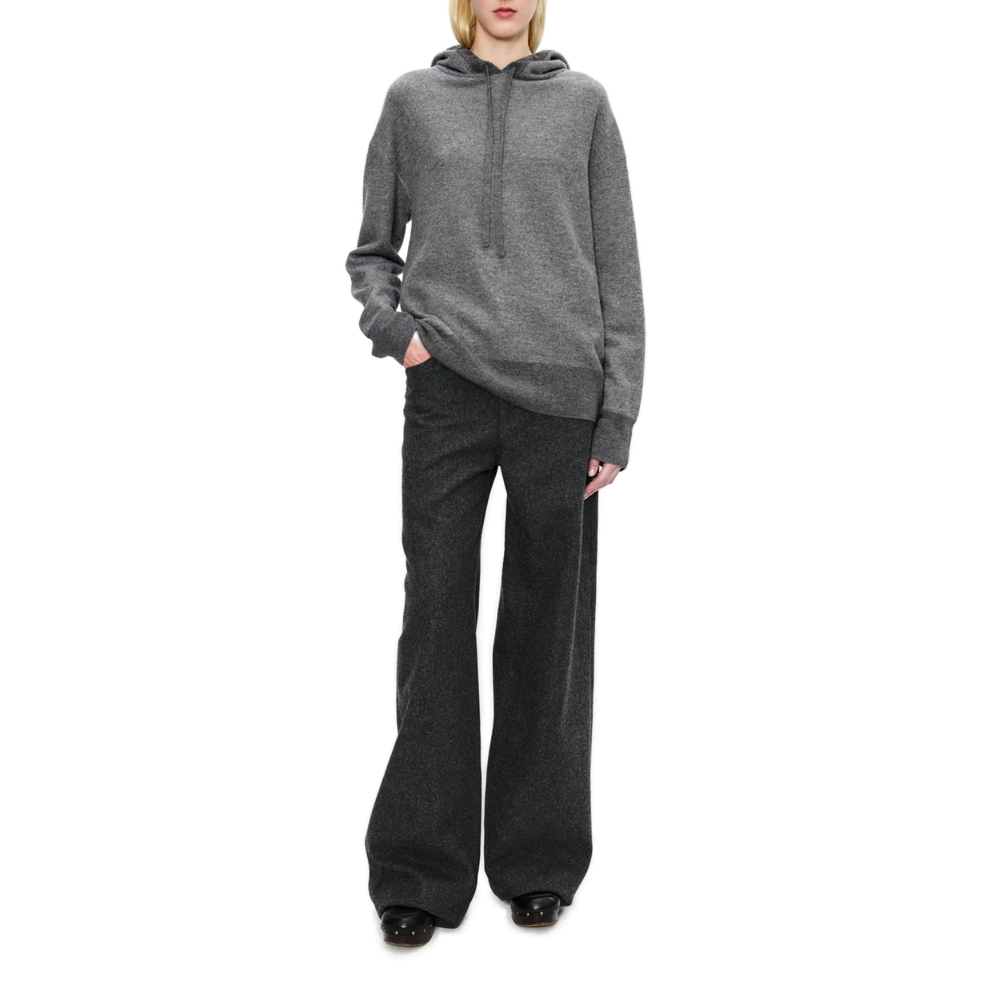 UNISEX WOOL HOODIE GRIS CHINE