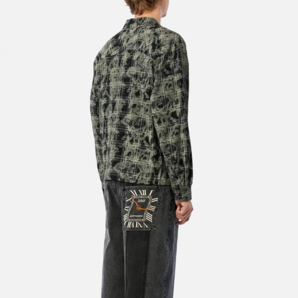 Plaid Flannel Shirt Bleached Black