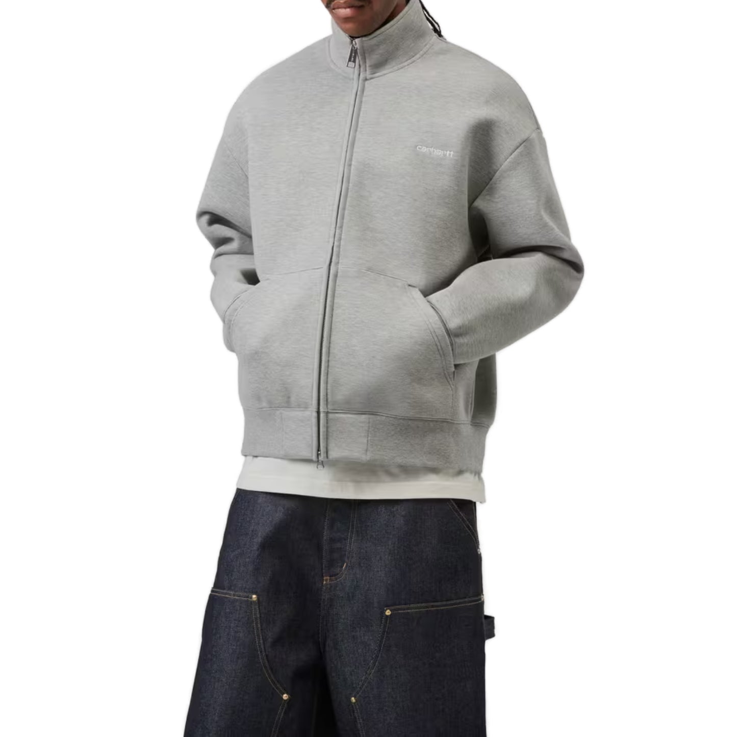 Alda Zip Sweat Jacket Grey Heather / White