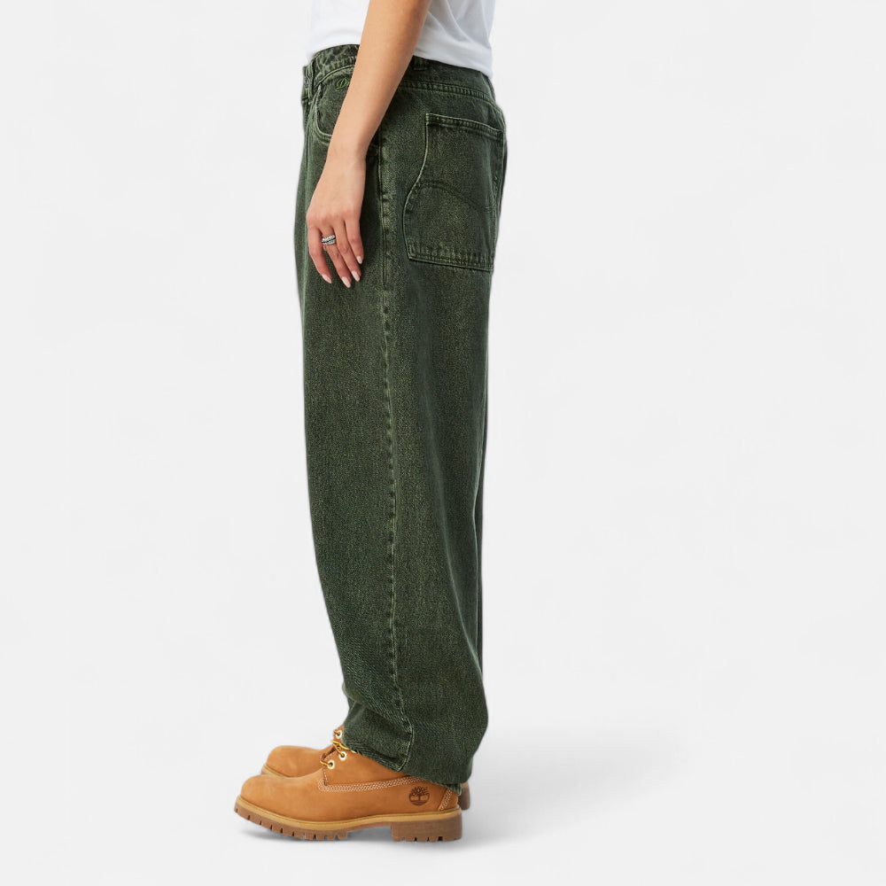Baggy Denim Pants Overdyed Green