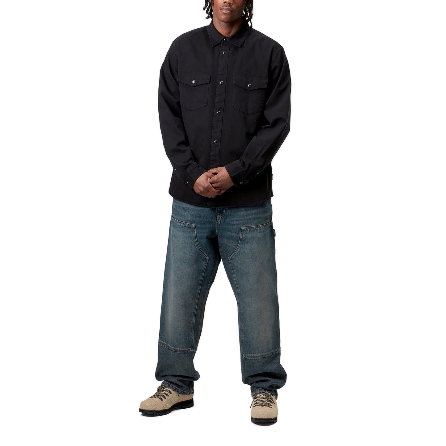 Double Knee Pant Blue Worn Used Wash