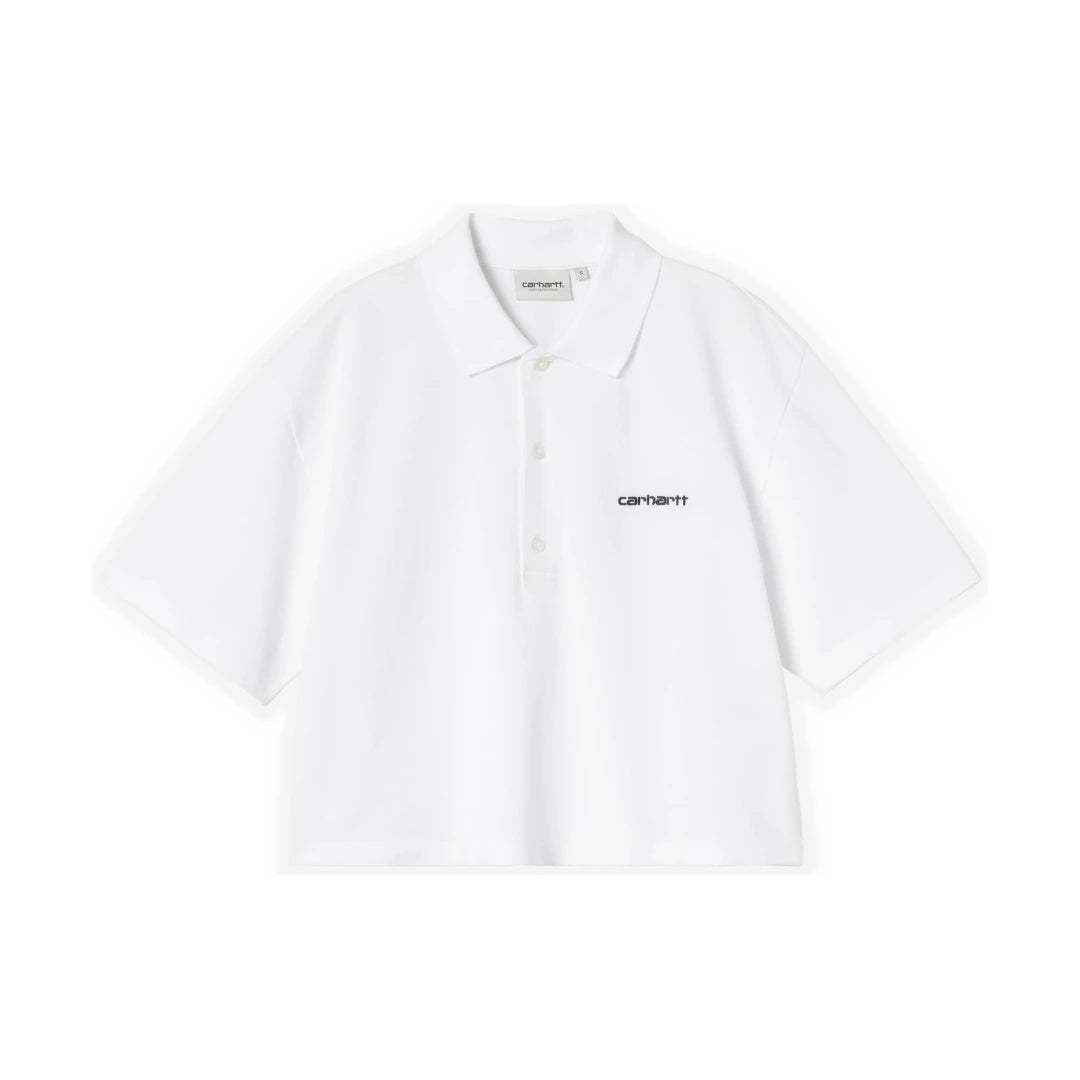 W' S/S Carhartt Script Polo T-Shirt White / Black