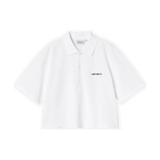 W' S/S Carhartt Script Polo T-Shirt White / Black